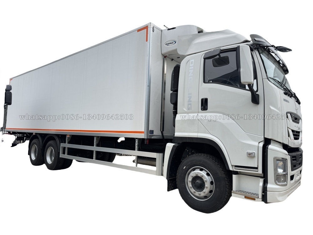 ISUZU 6*4  refrigerator truck with Meat hookï¼Œinstall Independent cooler 